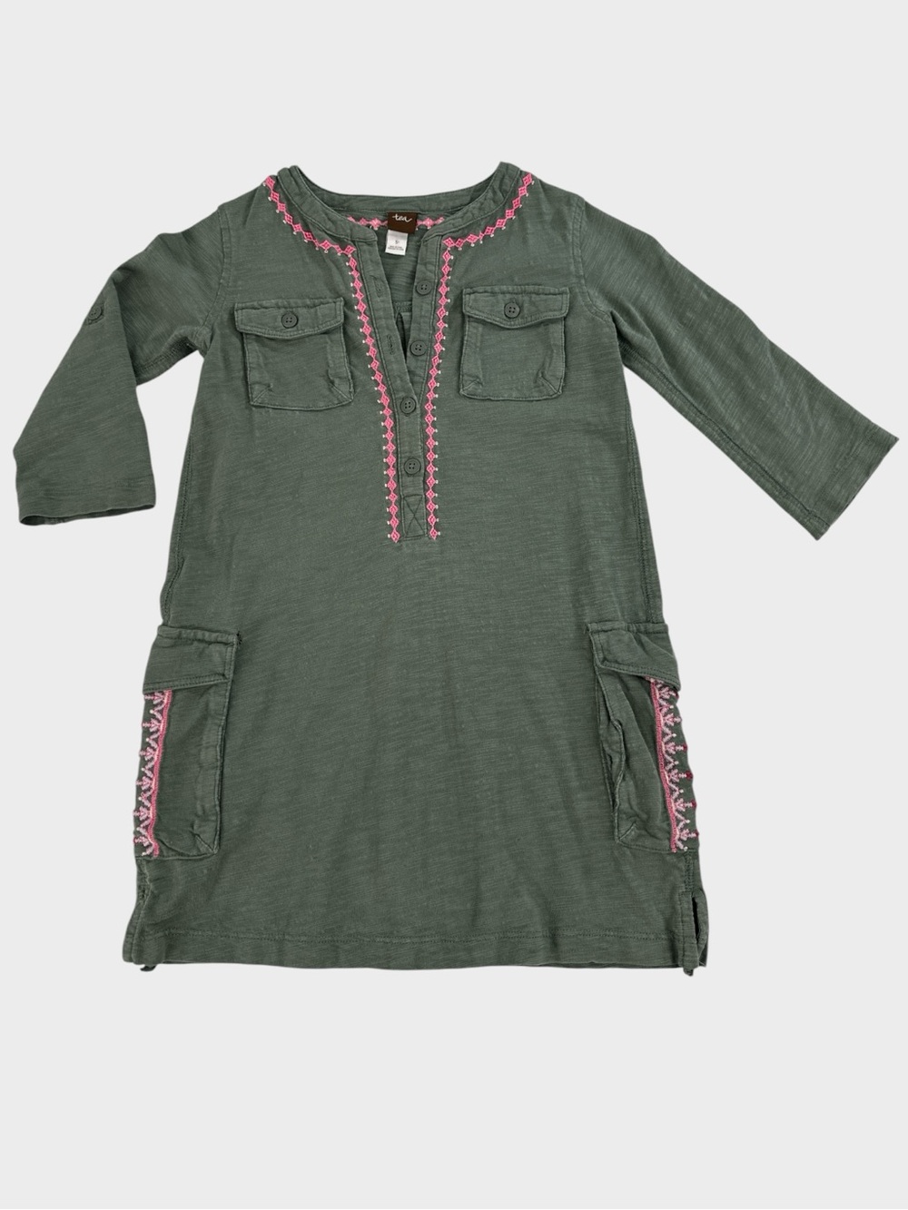 Tea Collection Oodnadatta Outback Safari Utility Cargo Shift Dress Girls 5